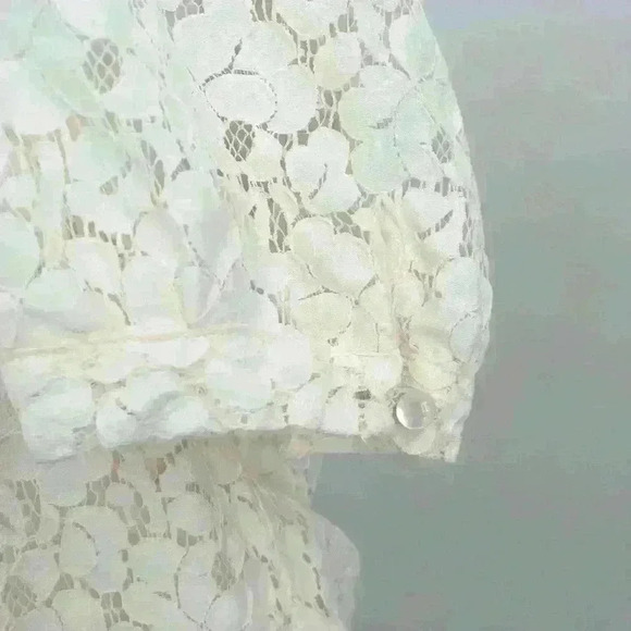 Apt. 9 Vintage Square Neck Short Sleeve Lace Blouse in Ivory Medium Cotton Blend - Picture 4 of 5